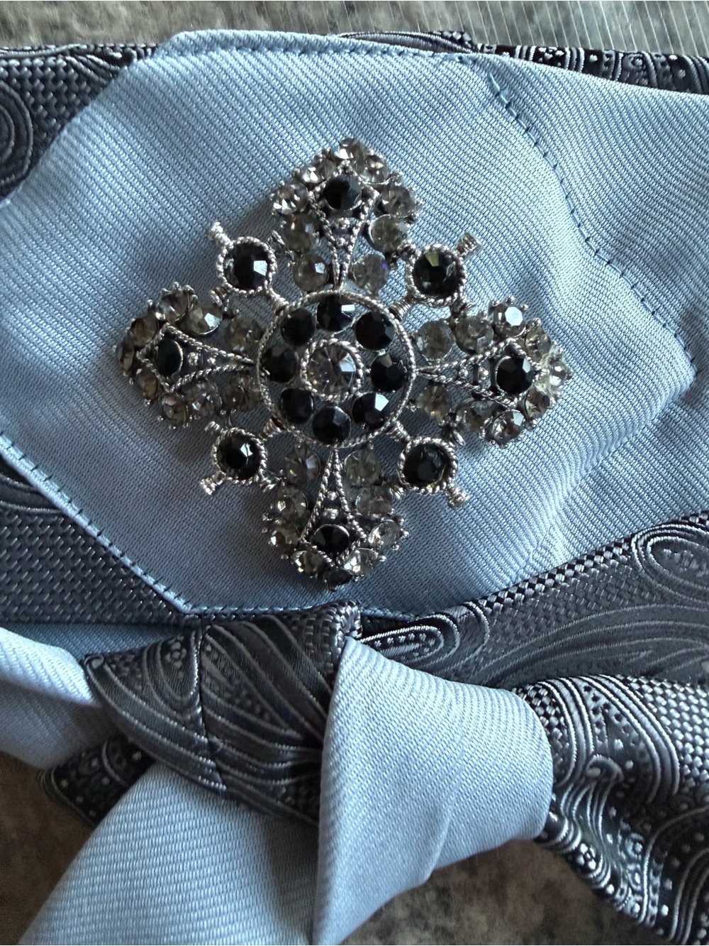Upcycled Necktie Belt Vintage Filigree Brooch Michael Kors Paisley Chic Classic - Picture 3 of 5